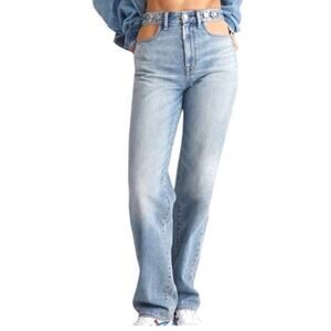 Madewell x Molly Dickson Wide Leg Cut Out Waist Baggy Jeans Logo 25 Denim
